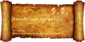 Varsányi Virgil névjegykártya